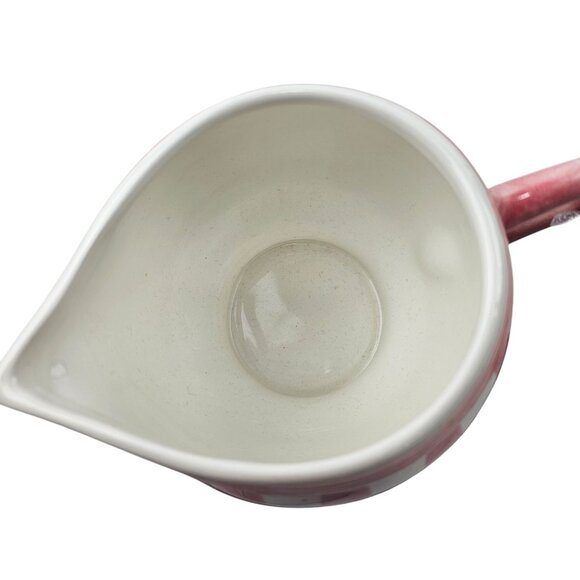 Vintage Cracker Barrel Creamer & Sugar Ceramic Pink White Gingham Plaid - Picture 9 of 11